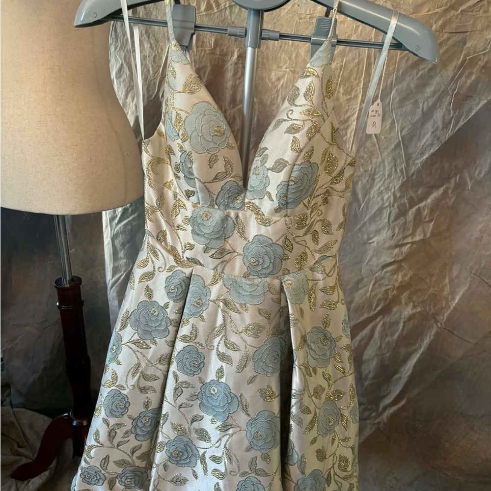 B Darlin Elegant Blue Floral Dress